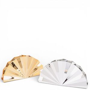 Gold and Silver Fan-Shaped Metal Clutch Bag